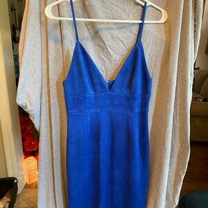 Lulus Flirt With Forever Blue Suede Sleeveless Bodycon Dress SMALL